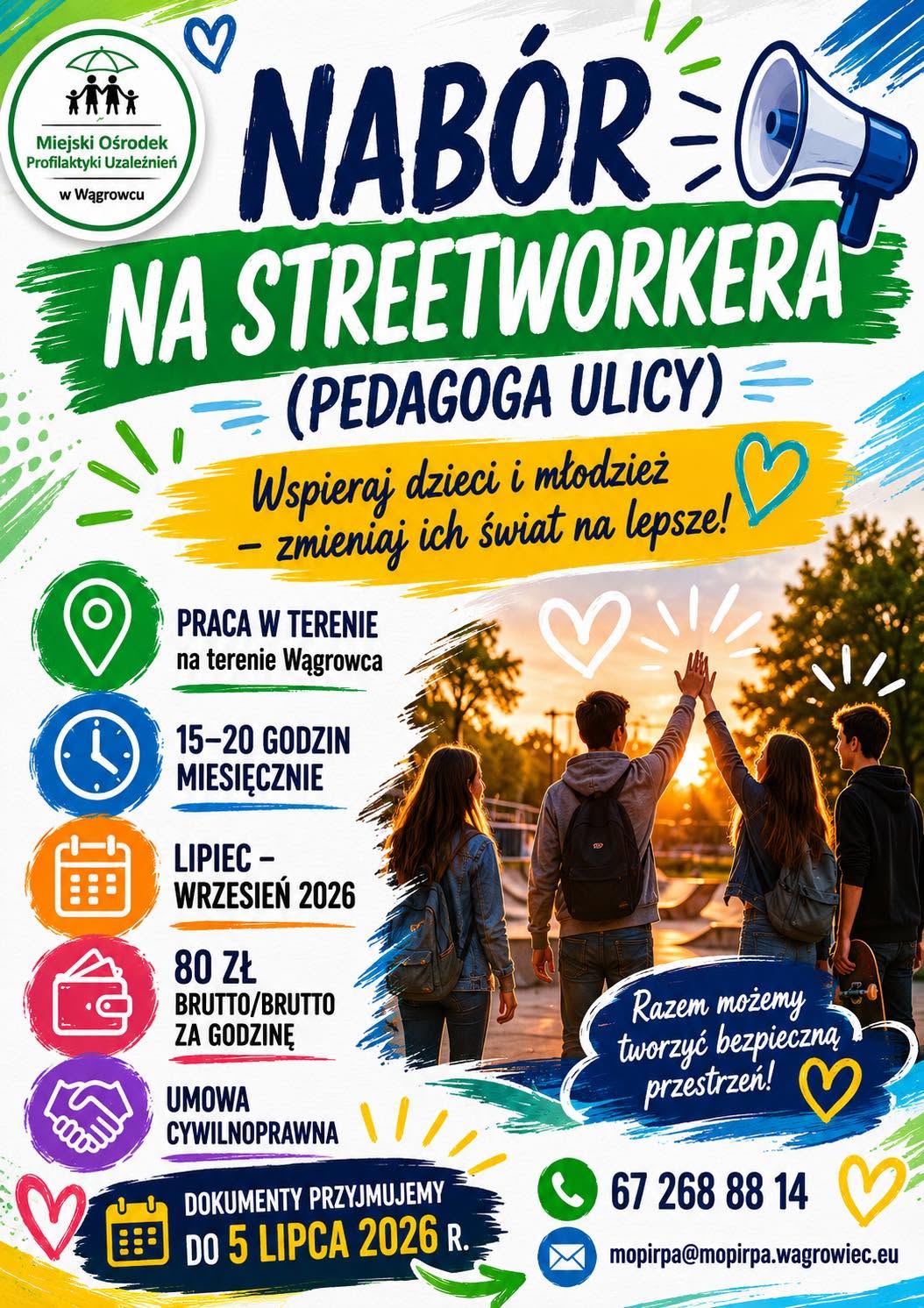 Miejski Ośrodek Profilaktyki Uzależnień poszukuje streetworkera. Ruszył nabór