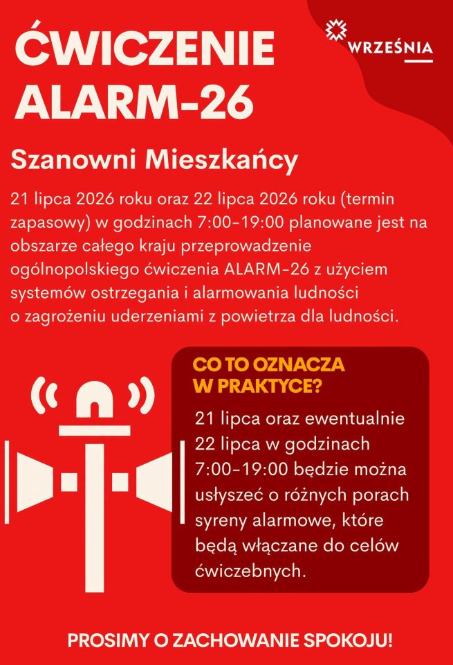 Ćwiczenie alarm-26 - Aktualności - WRZEŚNIA - miasto w centrum zainteresowania