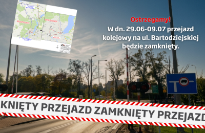 Wągrowiec: przejazd kolejowy na ul. Bartodziejskiej zamknięty od 29 czerwca