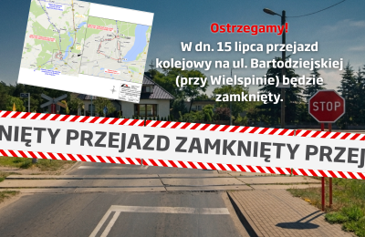 Wągrowiec: 15 lipca zamknięty przejazd kolejowy na ul. Bartodziejskiej przy Dębińskiej