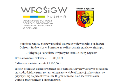 Dofinansowanie na pielęgnację pomników przyrody w gminie Stęszew