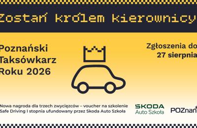 Voucher na kurs bezpiecznej jazdy dla zwycięzców konkursu Poznański Taksówkarz Roku 2026