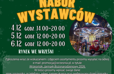 Września szuka wystawców na Jarmark Bożonarodzeniowy 2026