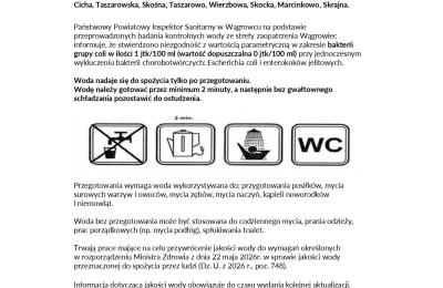 Wągrowiec: komunikat sanitarny po wykryciu bakterii coli w wodzie w części miasta