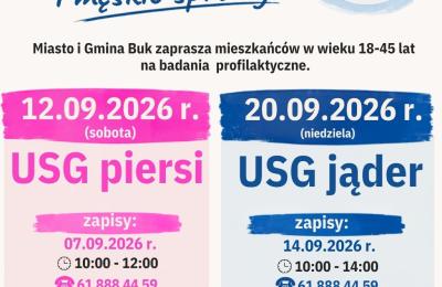 Bezpłatne badania USG piersi i jąder dla mieszkańców Buku – terminy i zapisy