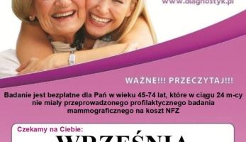 Bezpłatne badania mammograficzne - Aktualności - WRZEŚNIA - miasto w centrum zainteresowania