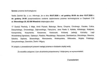UWAGA! komunikat Veolia Września o planowanej przerwie w dostawie cieplej wody - Aktualności - WRZEŚNIA - miasto w centrum zainteresowania