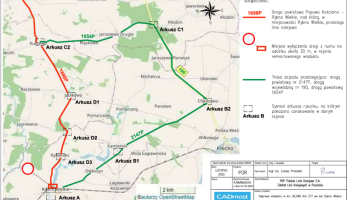 Czasowe zamknięcie drogi powiatowej nr 1698P w miejscowości Rybno Wielkie