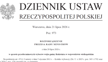 wiadomosci CentralaPoznan i region - Przedterminowe wybory wójta w Rokietnicy 27 września 2026. Jest rozporządzenie premiera