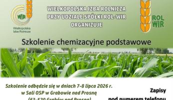 Wielkopolska Izba Rolnicza zaprasza na szkolenie