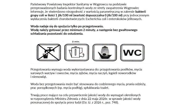wiadomosci CentralaPoznan i region - Wągrowiec: komunikat sanitarny po wykryciu bakterii coli w wodzie w części miasta