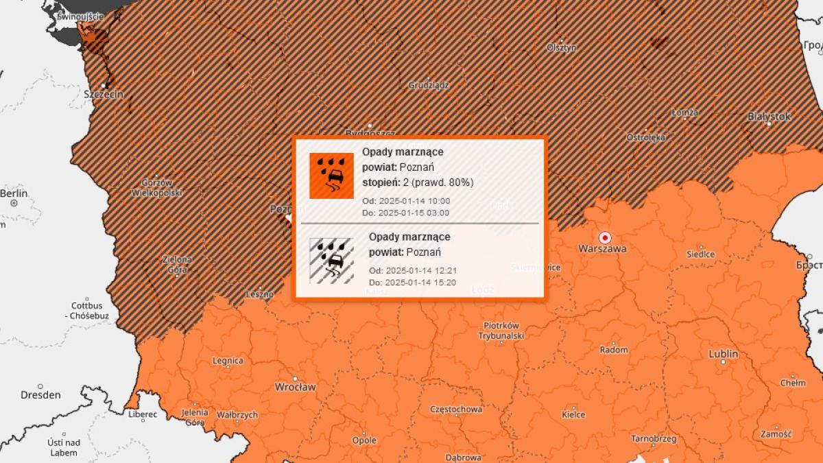 Alert pogodowy: Marznący deszcz w Wielkopolsce