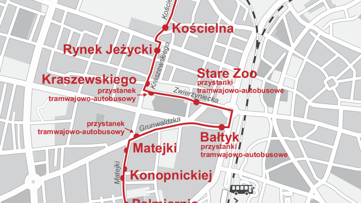 Objazdy na linii nr 164 z powodu prac drogowych na ulicy Kraszewskiego