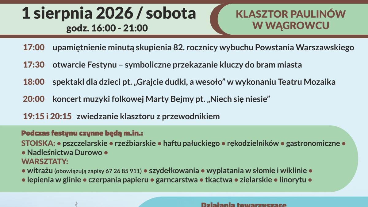 Znamy program XXVIII Wągrowieckiego Festynu Cysterskiego