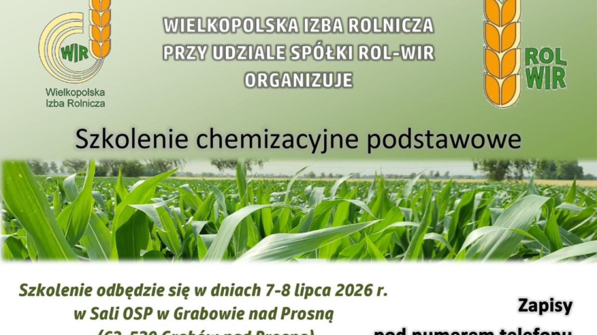 Wielkopolska Izba Rolnicza zaprasza na szkolenie
