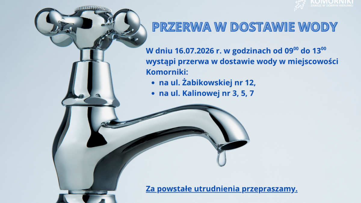Uwaga! Planowana przerwa w dostawie wody