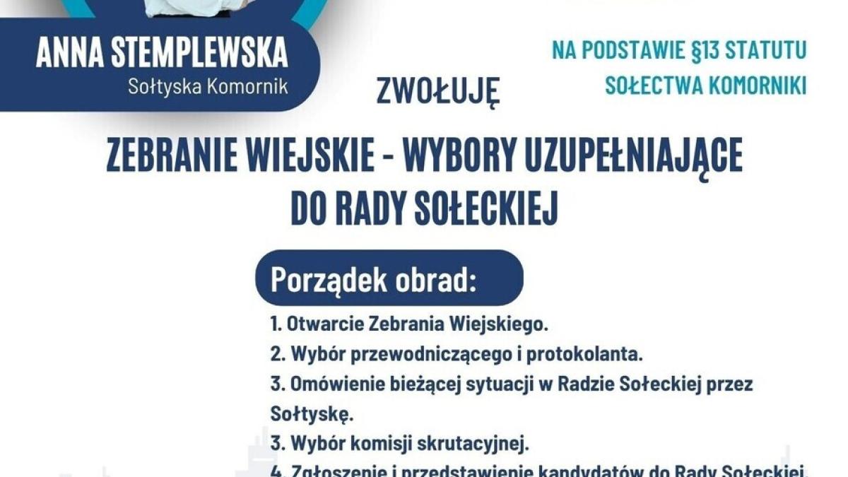 Zebranie wiejskie w Komornikach- wybory uzupełniające do Rady Sołeckiej