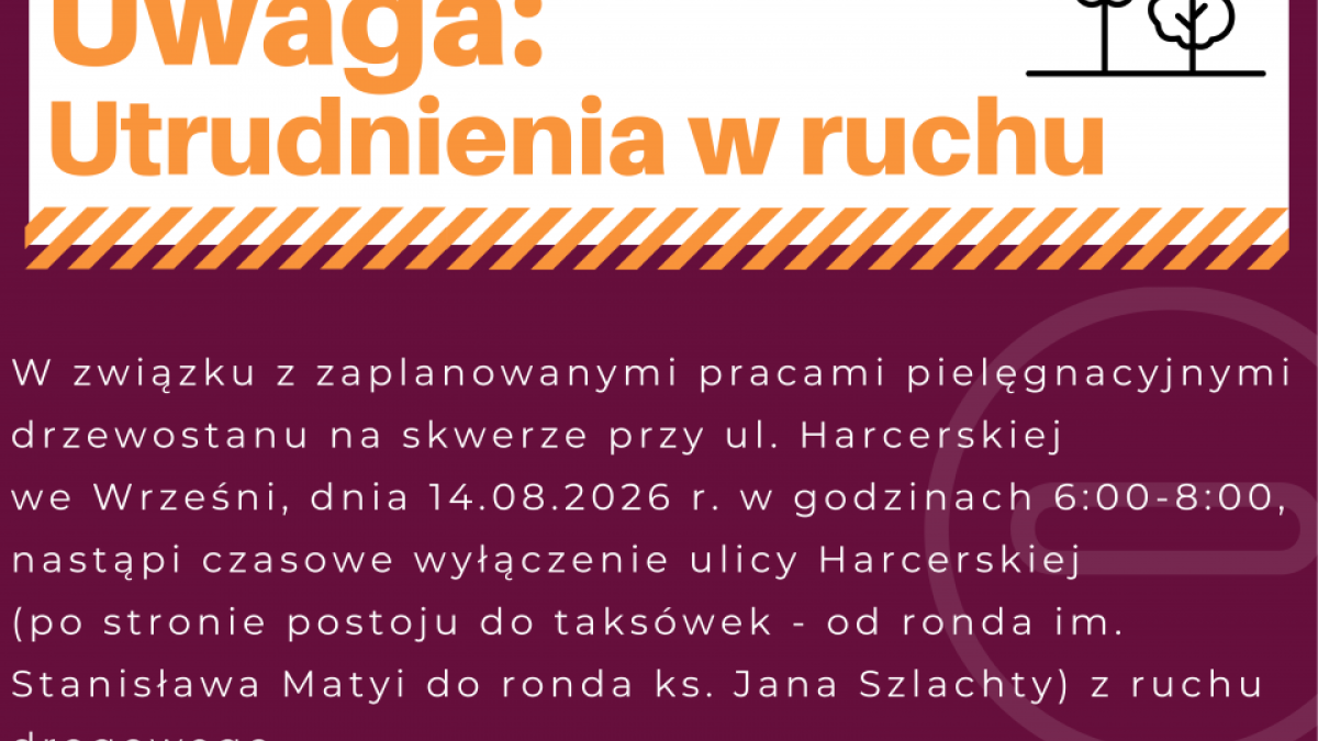 Utrudnienia w ruchu przy ul. Harcerskiej - Aktualności - WRZEŚNIA - miasto w centrum zainteresowania