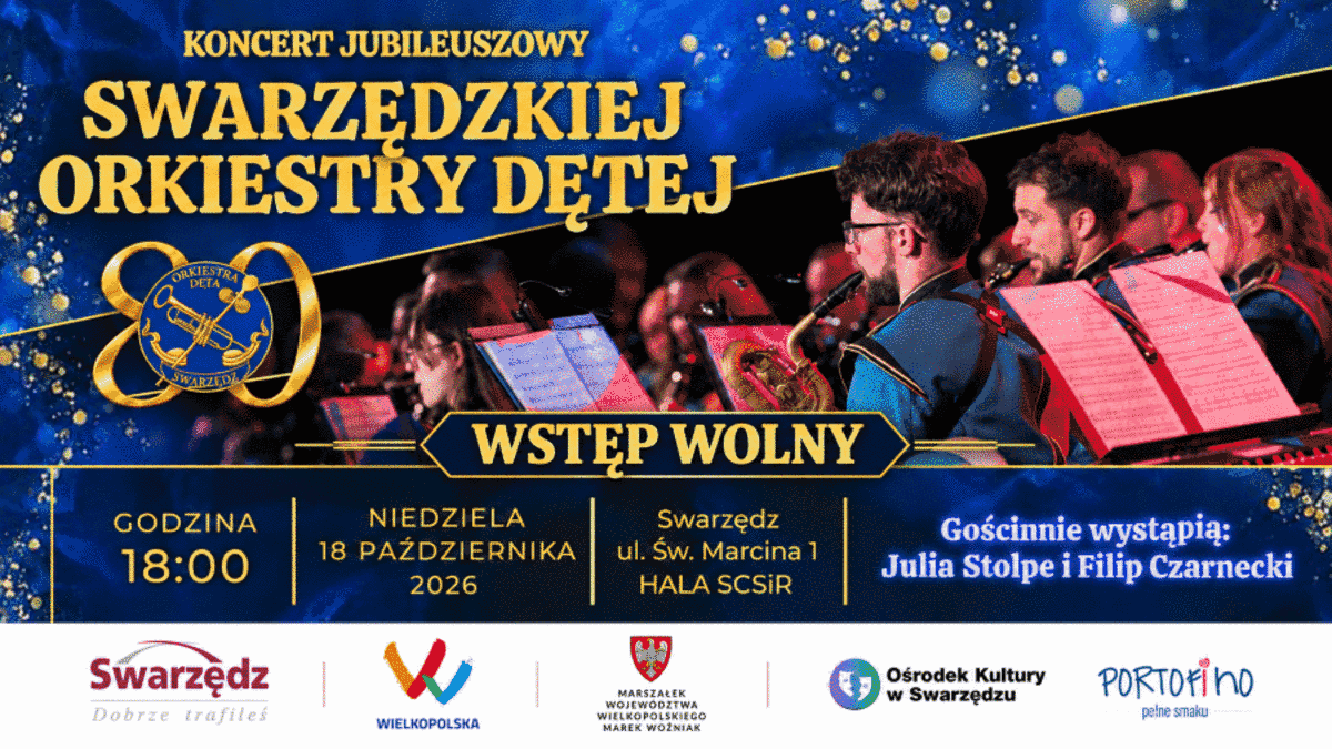 Sprostowanie - zmiana godziny Koncertu Jubileuszowego Swarzędzkiej Orkiestry Dętej